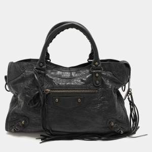 مملوكة مسبقًا Balenciaga Black Leather Motorcycle City Bag