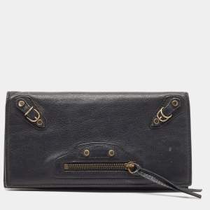 Balenciaga Dark Blue Leather Classic Continental Wallet