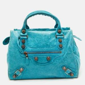 Balenciaga Sky Blue Leather Giant 21 Rose Gold Hardware RTT Bag