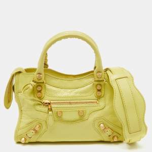 Pre Owned Balenciaga Yellow Leather Mini Classic City Bag