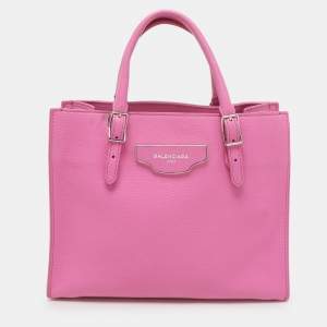 Balenciaga Pink Leather Mini Metallic Edge Papier A4 Tote