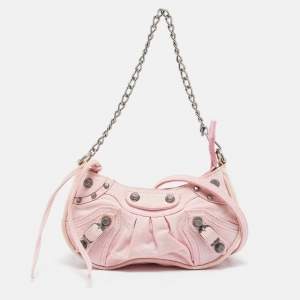 Balenciaga Light Pink BB Monogram Denim Mini Le Cagole Shoulder Bag