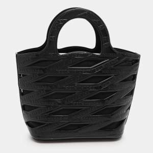Balenciaga Black Logo Embossed PVC Small Neo Basket Tote