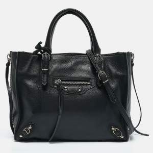 Pre Owned Balenciaga Black Leather Mini Papier A4 Tote