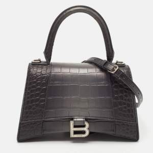 Balenciaga Grey Ombre Leather Small Hourglass Top Handle Bag