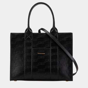 Balenciaga Black BB Monogram Leather Hard 2.0 Tote Bag