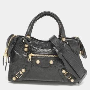 Pre Owned Balenciaga Black Leather Mini Classic City Bag