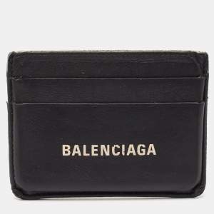 Balenciaga Black Leather Logo Card Holder