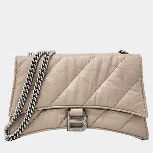Balenciaga Beige Leather Crush Chain Bag XS