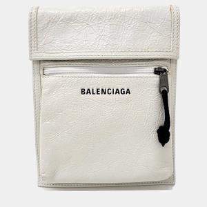 Balenciaga White Leather Explorer Mini Crossbody Bag