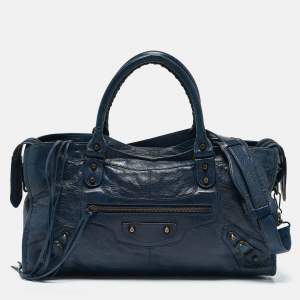 Balenciaga Navy Blue Leather RH Part Time Bag