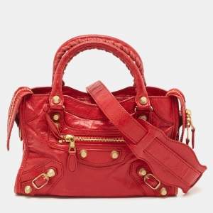 Balenciaga Red Leather Mini Classic City Bag