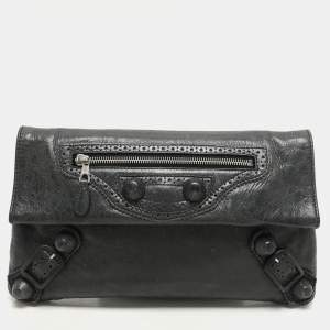 Balenciaga Moss Green Leather Classic Giant Envelope Clutch