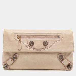 Balenciaga Pale Rose Leather RGGH Classic Envelope Clutch