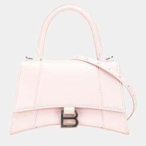 Balenciaga Pink Small Leather Hourglass Top Handle Bag