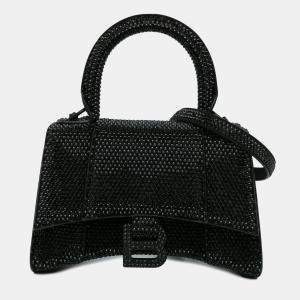Balenciaga Black Rhinestone Hourglass Satchel XS 