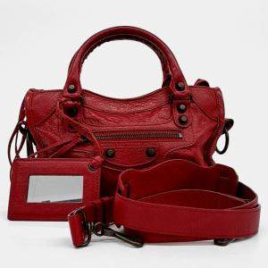 Balenciaga Red Leather Motor Mini City Bag