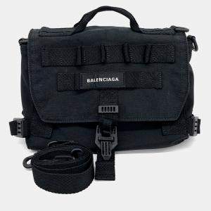 Balenciaga Black Fabric Army Messenger Bag