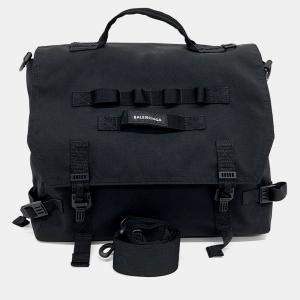 Balenciaga Black Fabric Army Messenger Bag