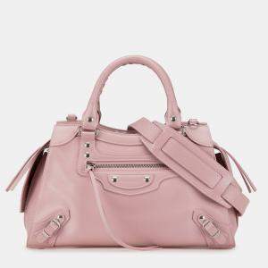 Balenciaga Pink Small Grained Calfskin Motocross Neo Classic City Satchel