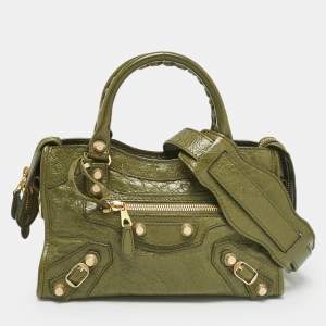 Balenciaga Olive Green Leather Mini Classic City Bag