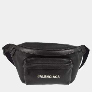 Balenciaga Black Leather Everyday Body Bum Bag