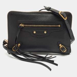 Balenciaga Black Leather Neo Classic Pouch Crossbody Bag
