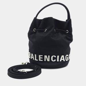 Balenciaga Black Fabric Wheel Drawstring Bucket Bag XS