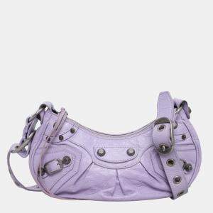  Balenciaga Purple Lambskin Leather Agneau Arena Le Cagole Shoulder Bag
