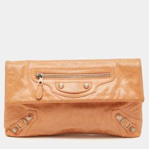 Balenciaga Peach Leather SH Classic Envelope Clutch