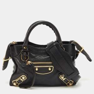 Balenciaga Black Leather Mini Metallic Edge Classic City Bag