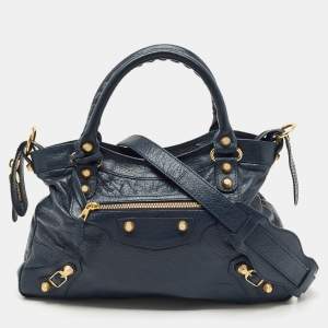 Balenciaga Navy Blue Leather RGH Town Bag