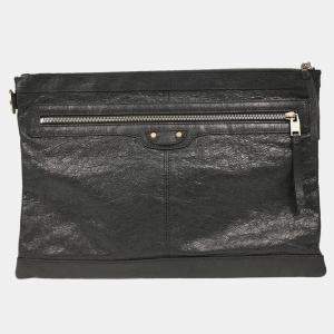 Balenciaga Gray Lambskin Clip L Clutch Bag