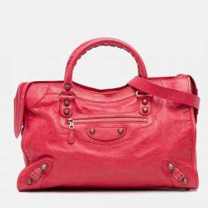 Balenciaga Red Lambskin Motocross City Giant 12 Satchel