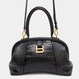 Balenciaga Black Embossed Leather Frame Bag