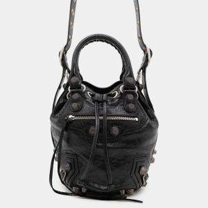 Balenciaga Le Cagole Small Black Leather Bucket Bag