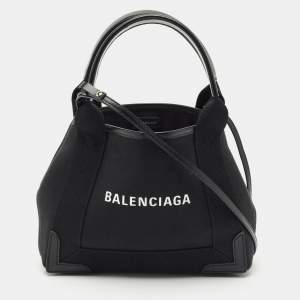 Balenciaga Black Canvas and Leather XS Cabas Tote