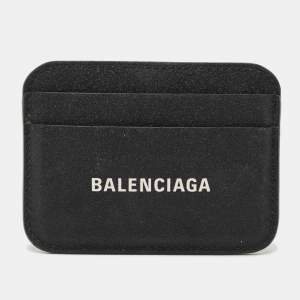 Balenciaga Black Glitter Leather Logo Card Holder