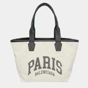 Balenciaga Jumbo Small Canvas Leather Tote Bag Black Off-white
