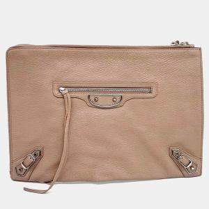 Balenciaga Beige Leather Edge Clutch