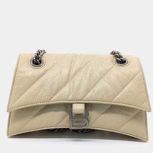 Balenciaga Beige Leather Crush Chain Bag Small
