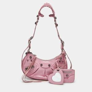 Pre Owned Balenciaga Pink Leather XS Le Cagole Shoulder Bag