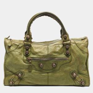 Pre Owned Balenciaga Kiwi Green Leather GGH Work Tote