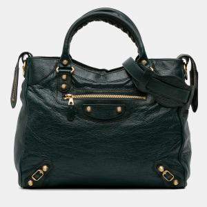 Balenciaga Green Lambskin Motocross Velo Giant 12 Satchel