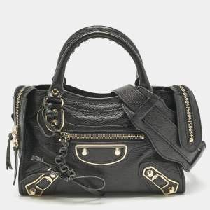 Balenciaga Black Leather Mini Metallic Edge Classic City Bag