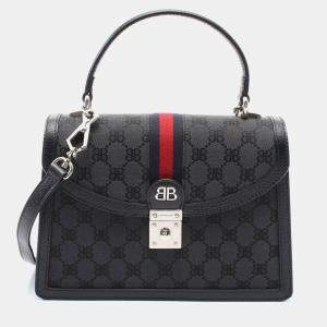 Pre Owned Balenciaga X Gucci The Hacker Project Small Handbag Canvas Leather  Black