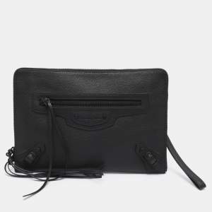 Pre Owned Balenciaga Black Leather Neo Pouch Clutch