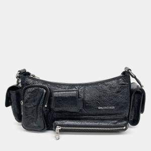 Pre Owned Balenciaga Black Leather Superbiz Shoulder Bag