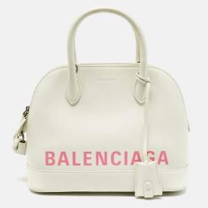 Pre Owned Balenciaga White/Pink Leather Small Ville Satchel