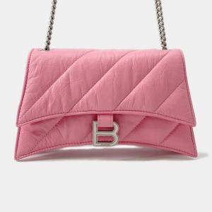Pre Owned Balenciaga Crush XS Pink Leather Shoulder Bag
